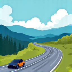 Ilustrace automobilu jedoucího po dálnici.